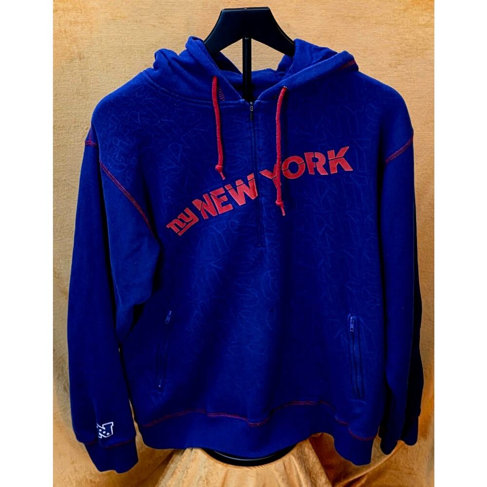 Men's Large NFL New York Giants Pro Line # 108197 Quarter Zip Up Graphic Hoodie